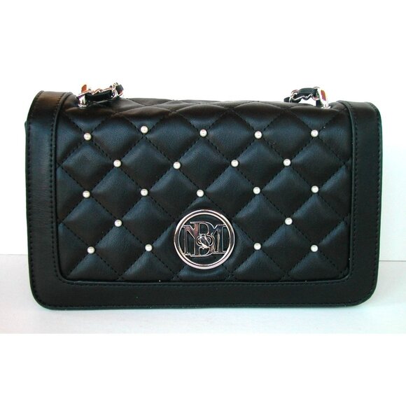 Quilted Black Handbag With Faux Pearl Detailing & Chain Strap For Women - Picture 4 of 5